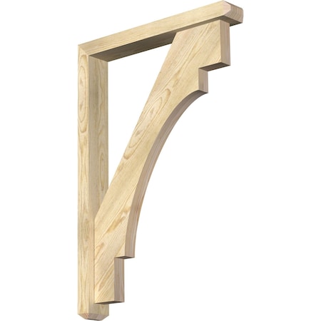 Ekena Millwork Merced Craftsman Rough Sawn Bracket w/ Offset Brace, Douglas Fir, 4"W x 26"D x 38"H BKT0402X26X38MRC04RDF